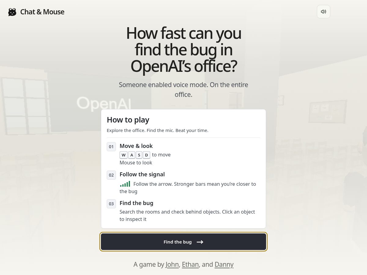 Landing-page snapshot of chatandmouse.com
