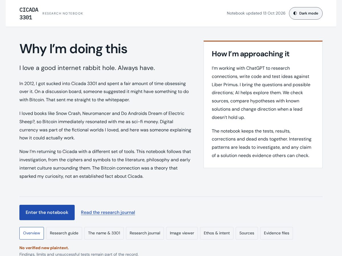 Landing-page snapshot of cicadanotebook.com