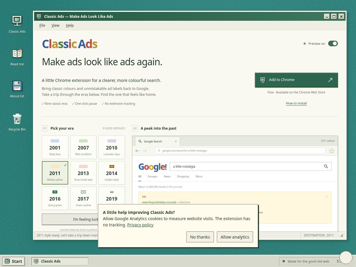 Landing-page snapshot of classic-ads.com