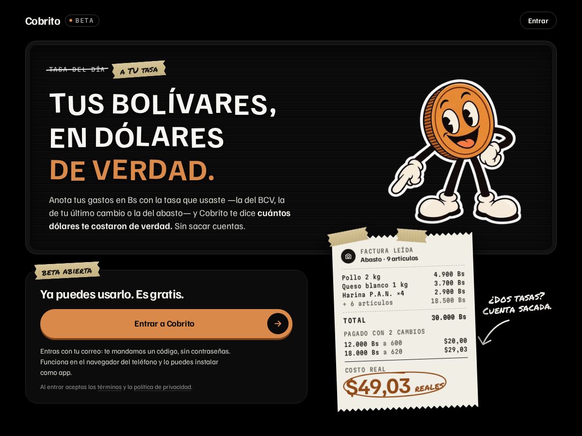 Landing-page snapshot of cobritos.app