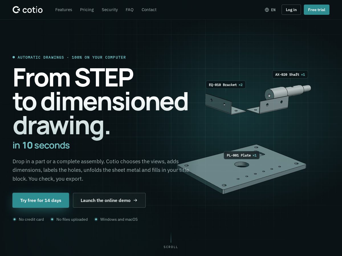 Landing-page snapshot of cotio.app