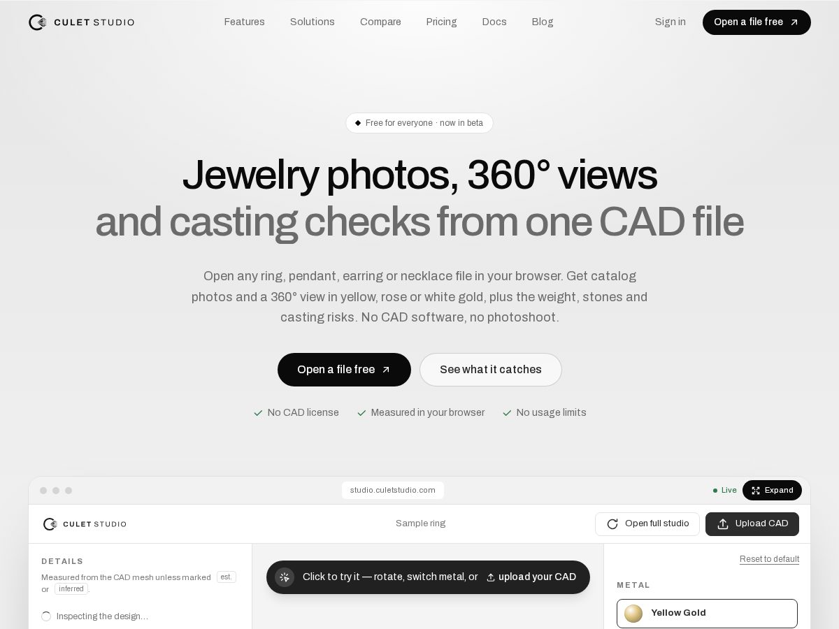 Landing-page snapshot of culetstudio.com