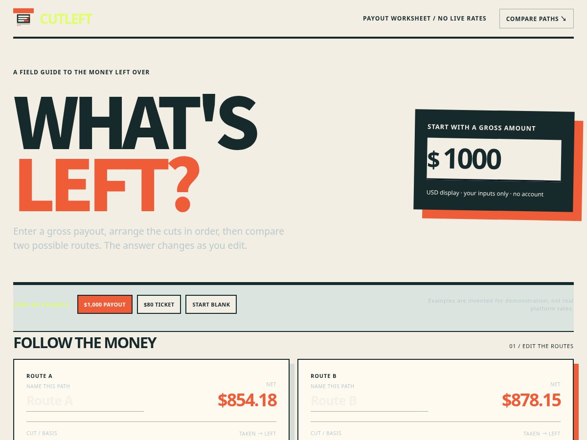 Landing-page snapshot of cutleft.xyz
