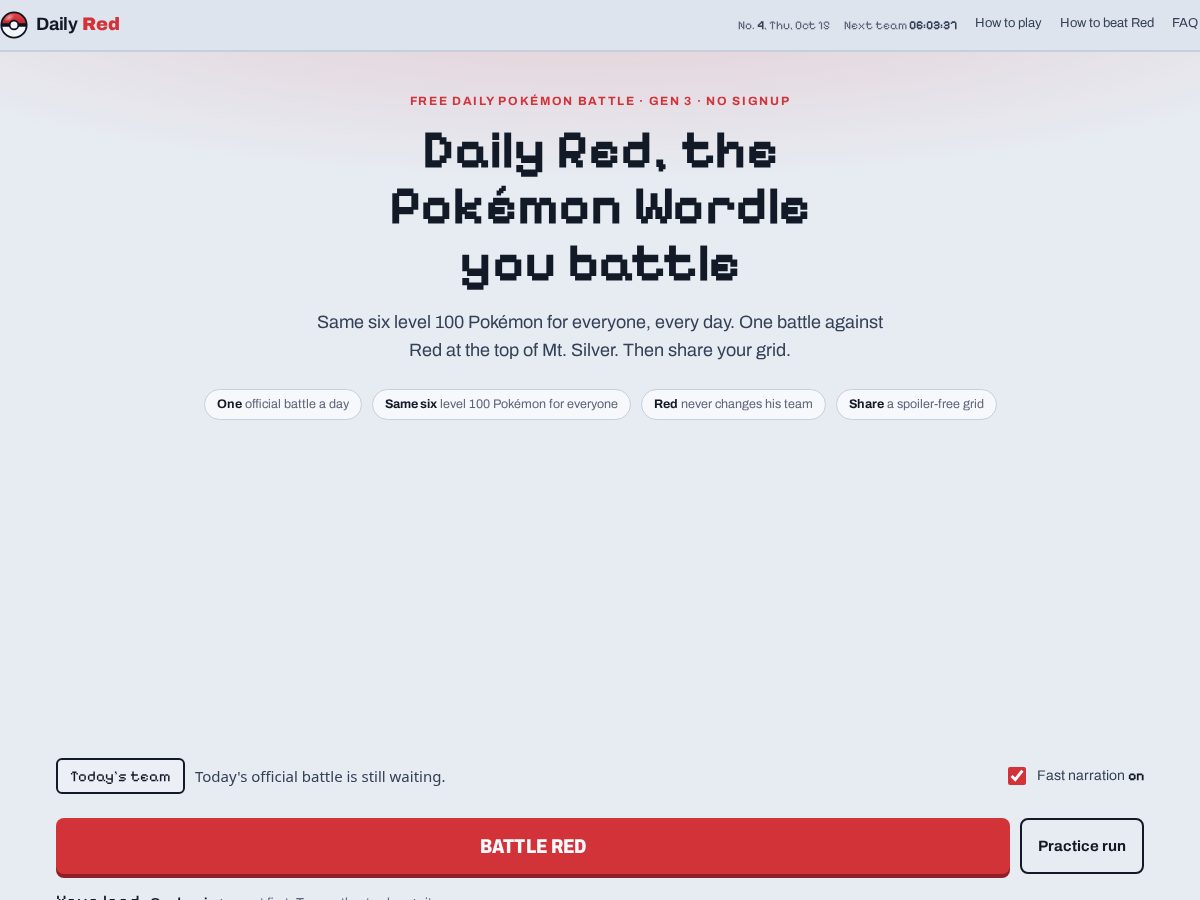 Landing-page snapshot of dailyred.online