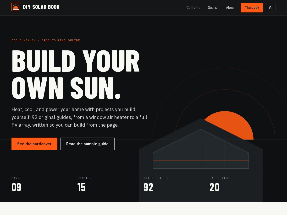Landing-page snapshot of diysolarbook.com