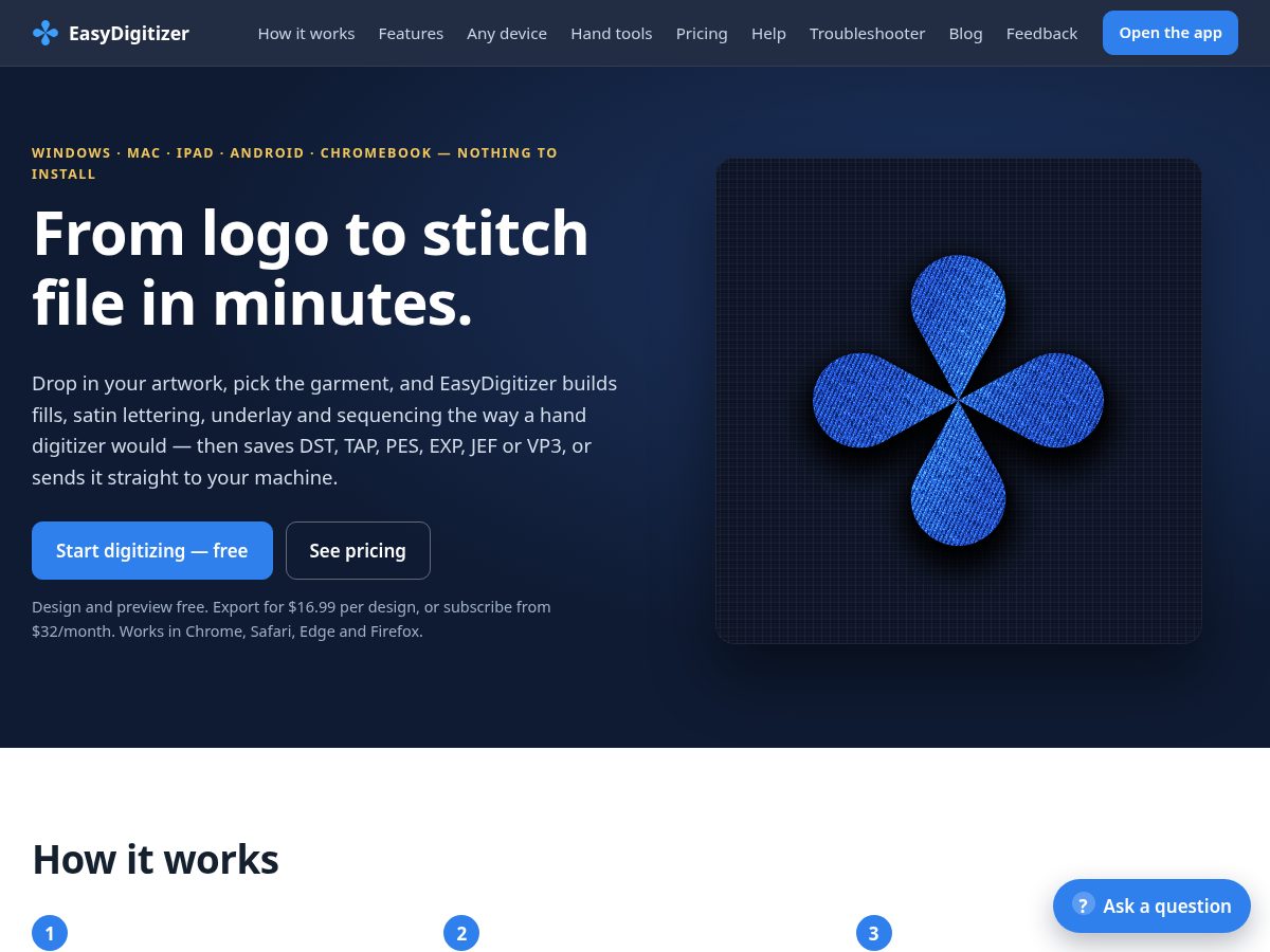 Landing-page snapshot of easydigitizer.com