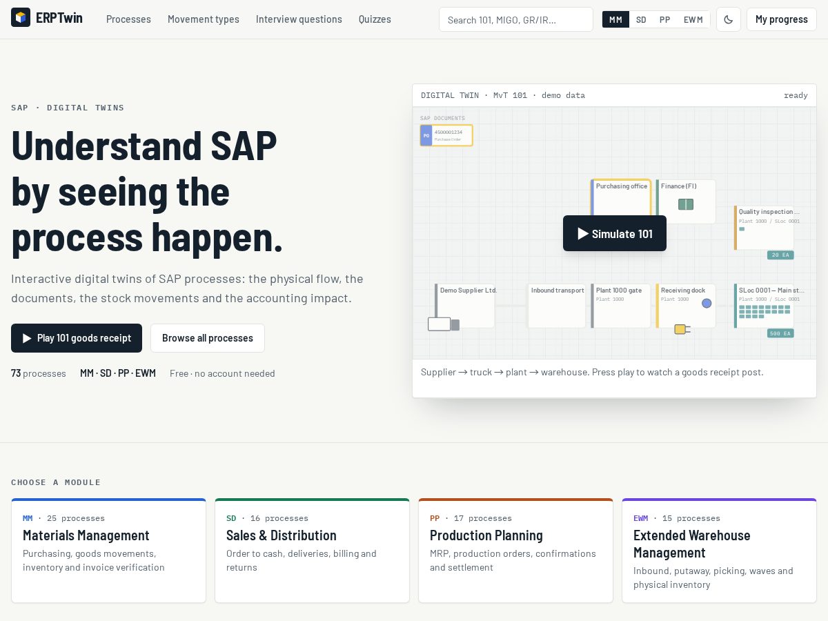 Landing-page snapshot of erptwin.com