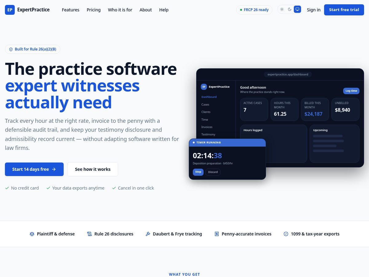 Landing-page snapshot of expertpractice.app