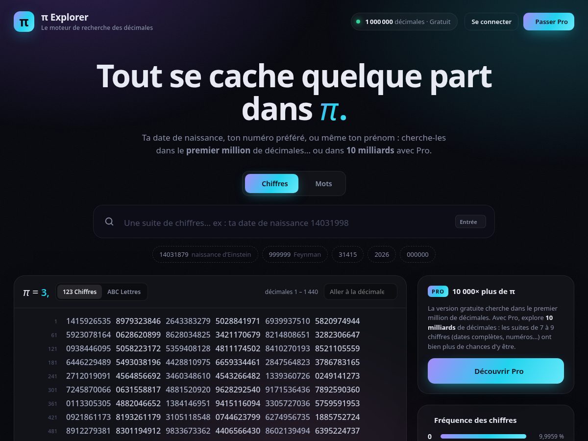 Landing-page snapshot of explorepi.app