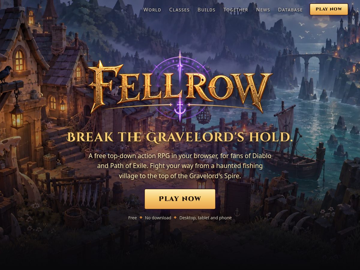 Landing-page snapshot of fellrow.com