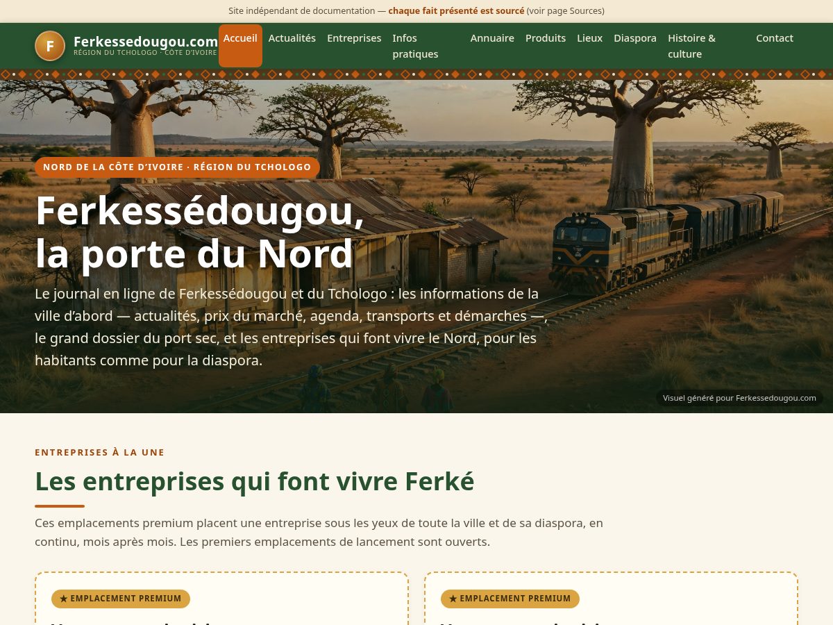 Landing-page snapshot of ferkessedougou.com