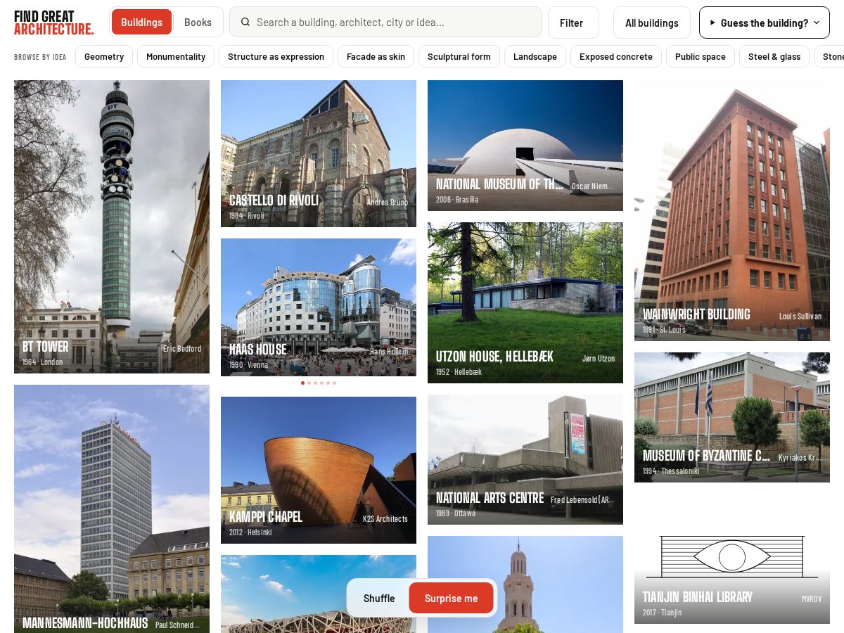 Landing-page snapshot of findgreatarchitecture.com