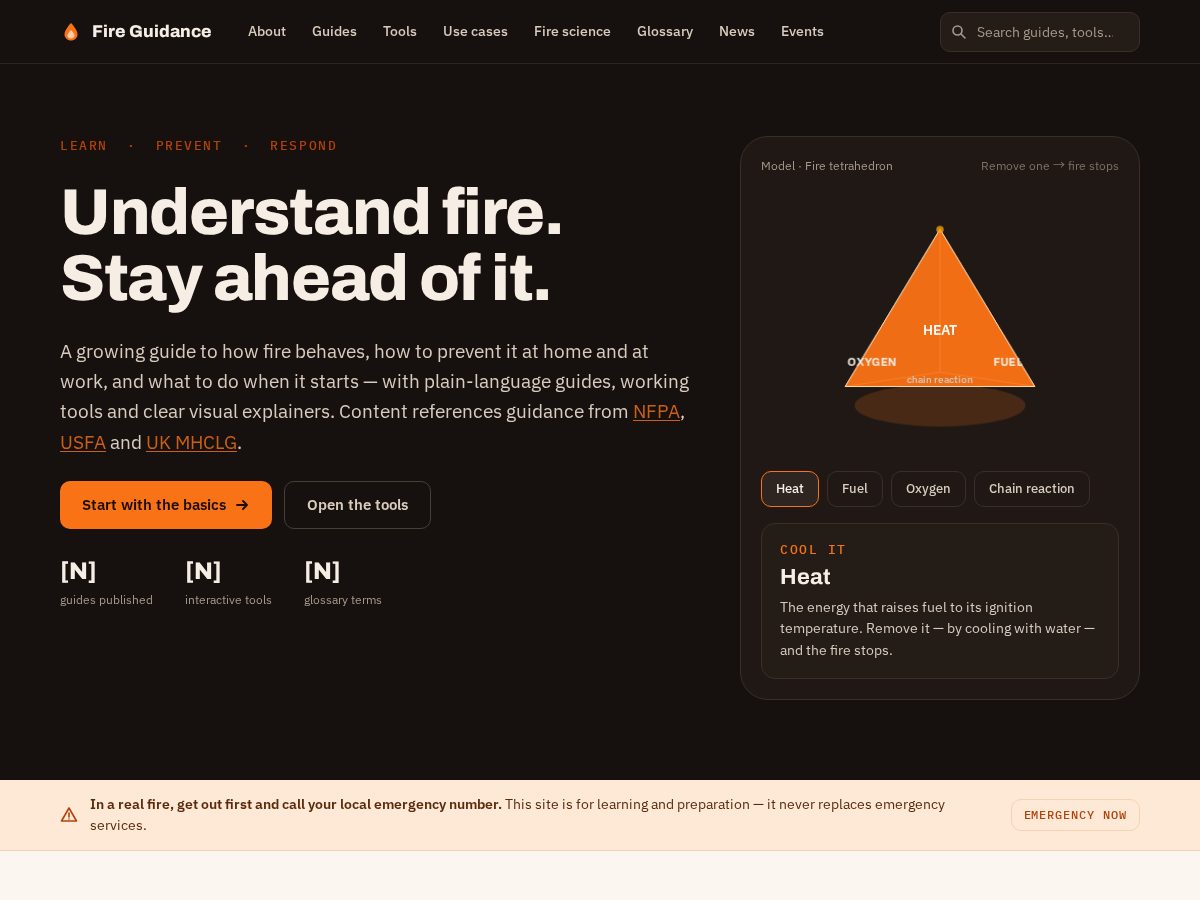 Landing-page snapshot of firetheguide.com