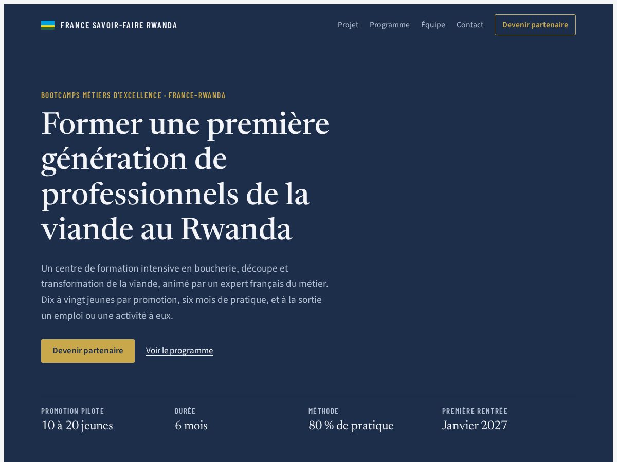 Landing-page snapshot of francesavoirfairerwanda.com