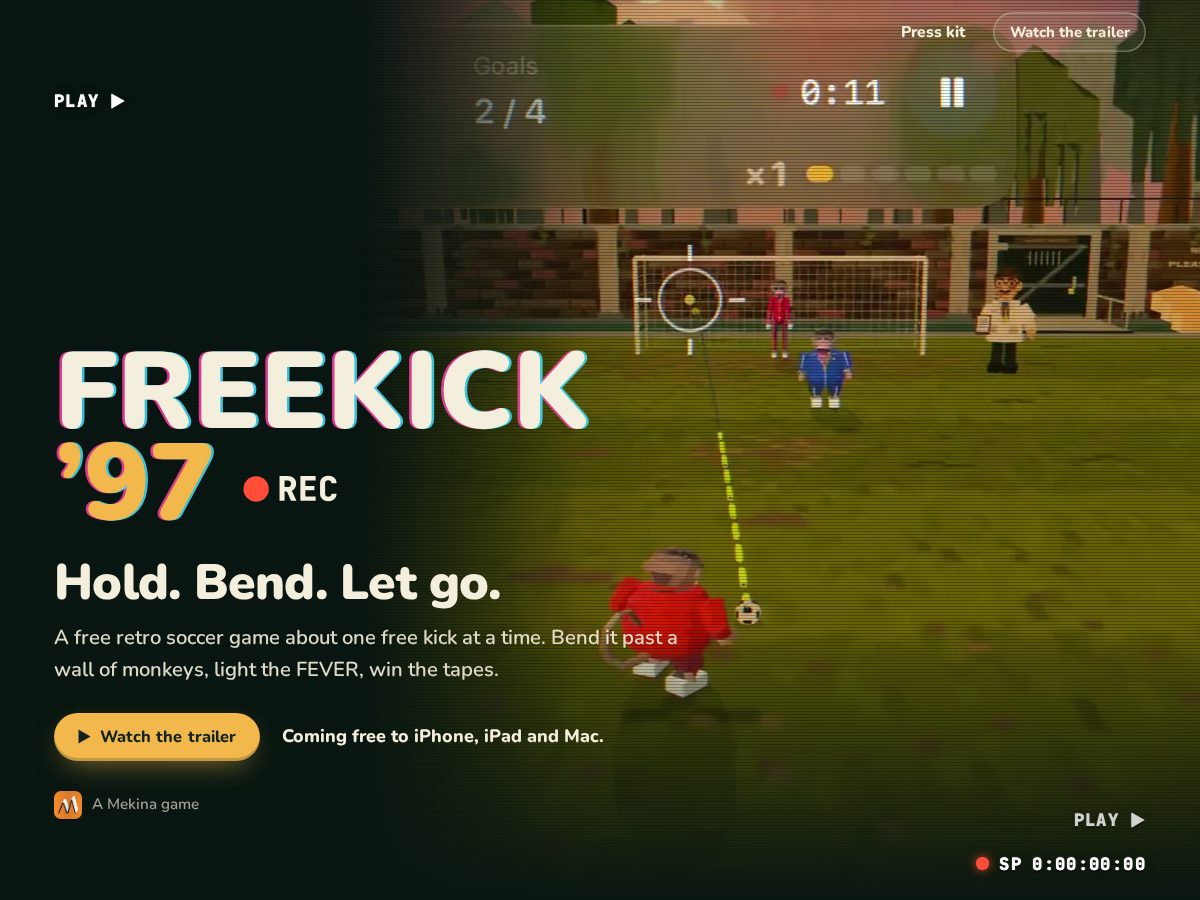 Landing-page snapshot of freekick97.com