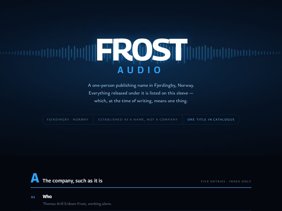 Landing-page snapshot of frostaudio.garden