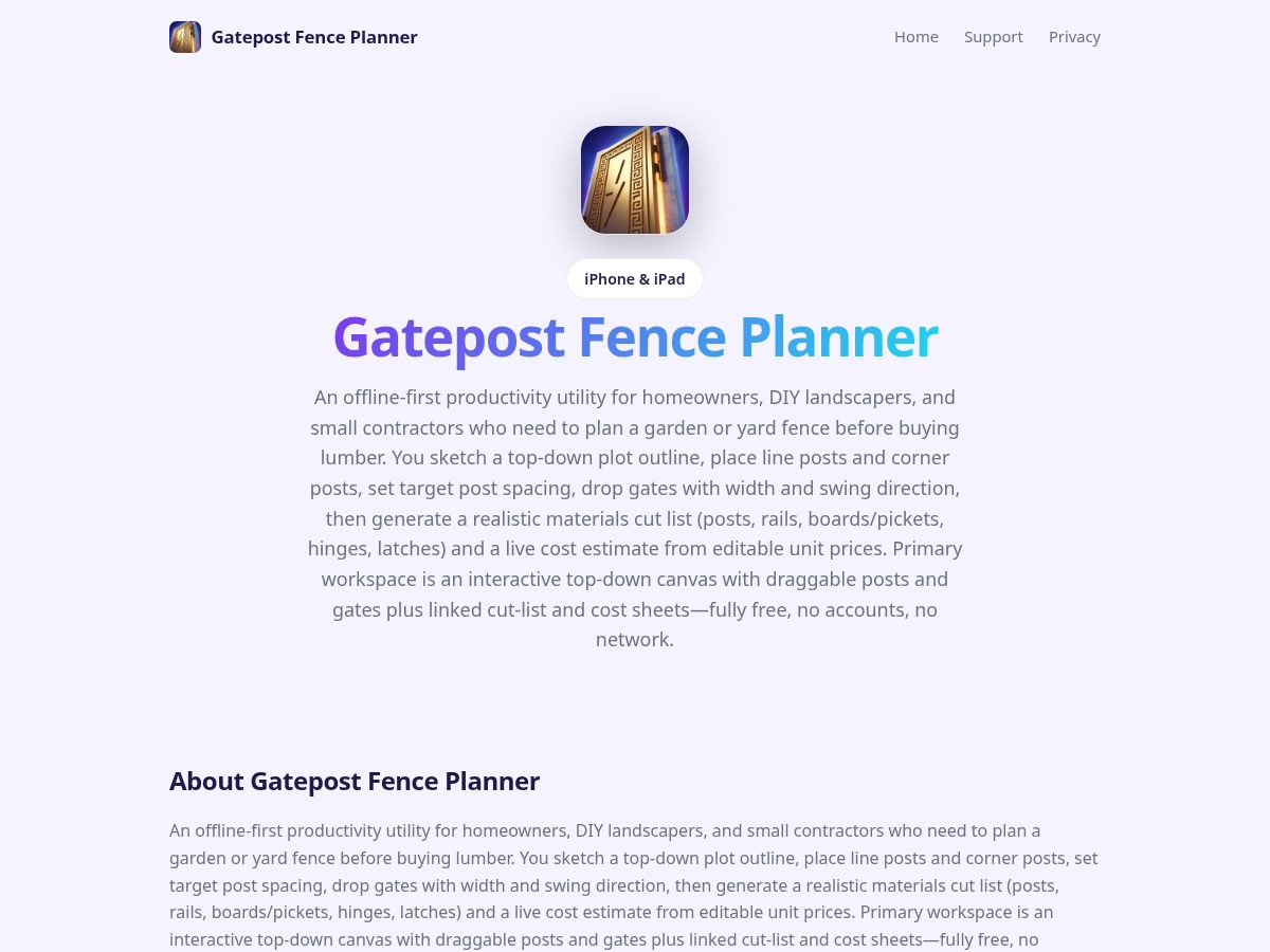 Landing-page snapshot of gatepost.site