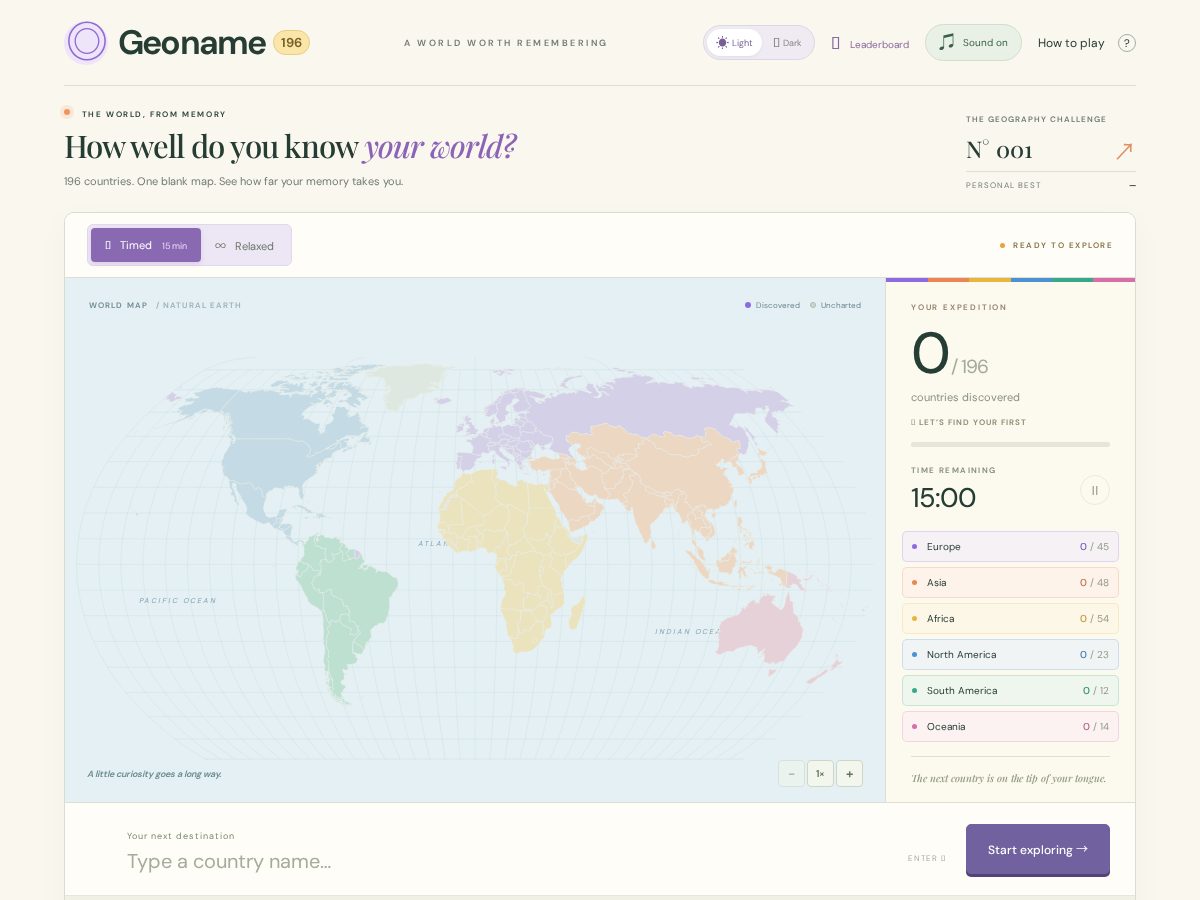 Landing-page snapshot of geoname.app