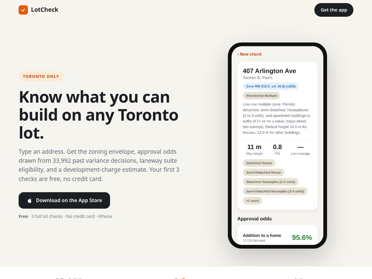 Landing-page snapshot of getlotcheck.com