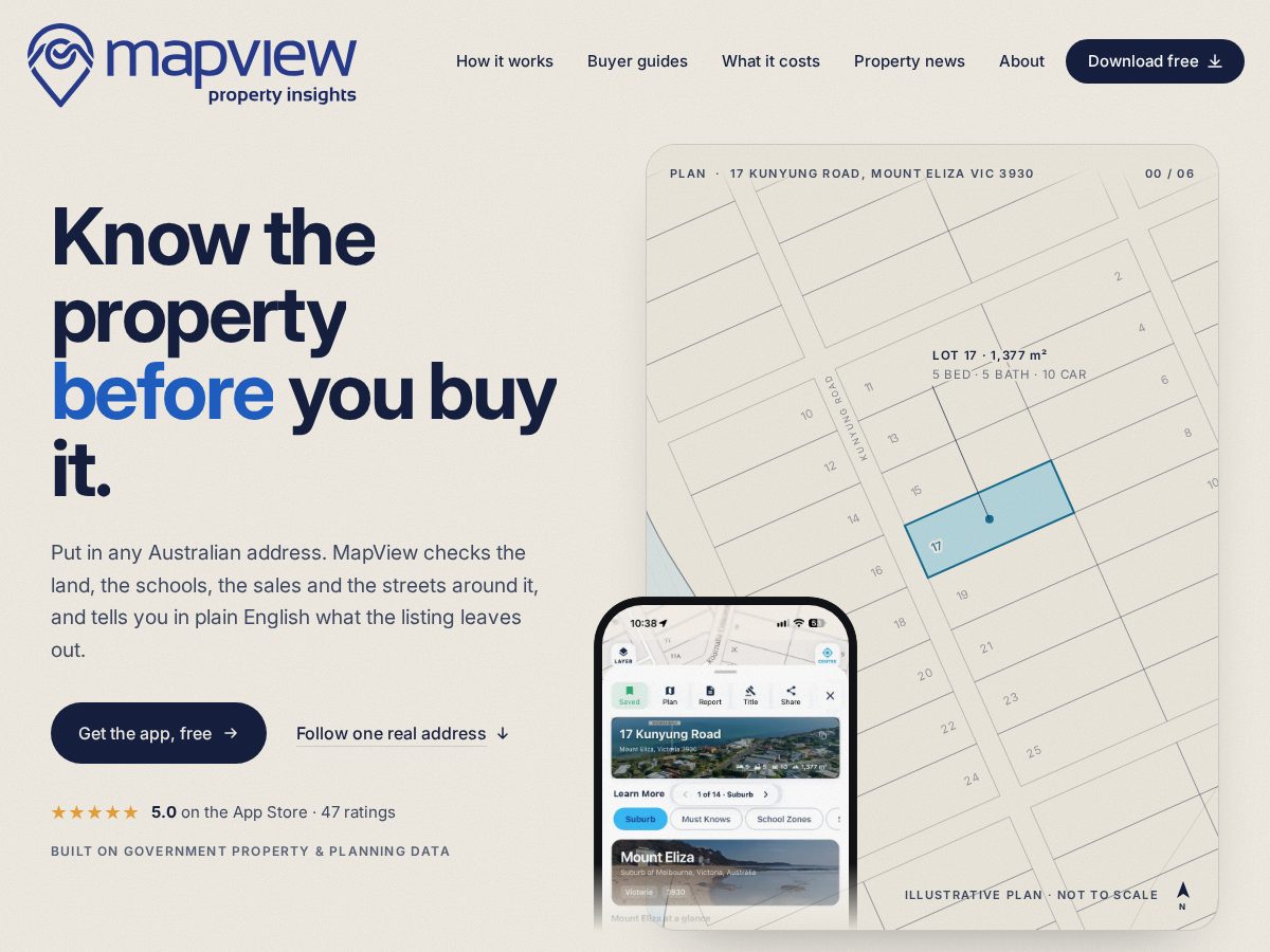 Landing-page snapshot of getmapview.com