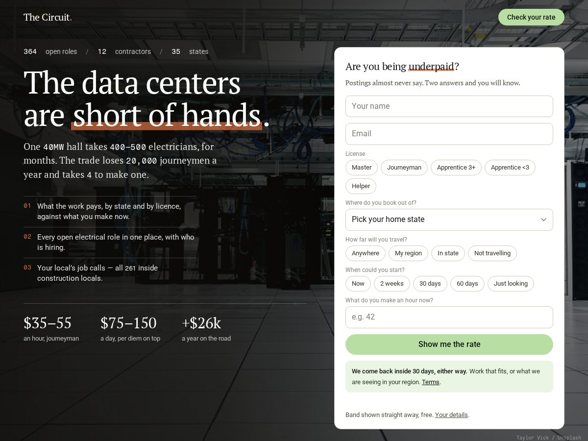 Landing-page snapshot of getthecircuit.com