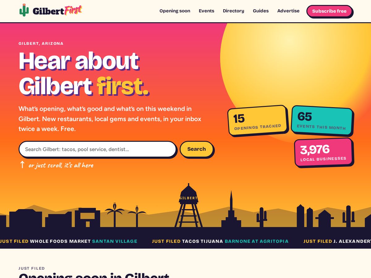Landing-page snapshot of gilbertfirst.com
