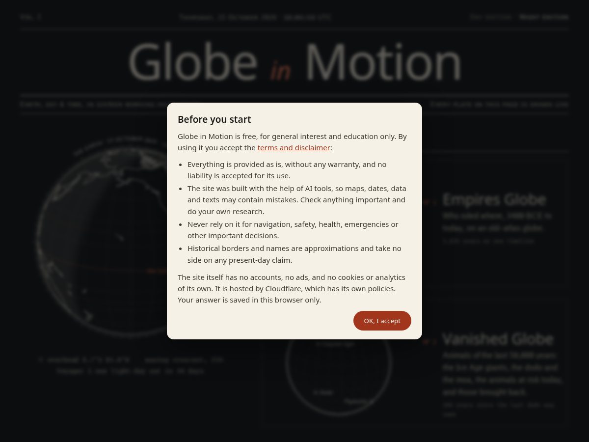 Landing-page snapshot of globeinmotion.com
