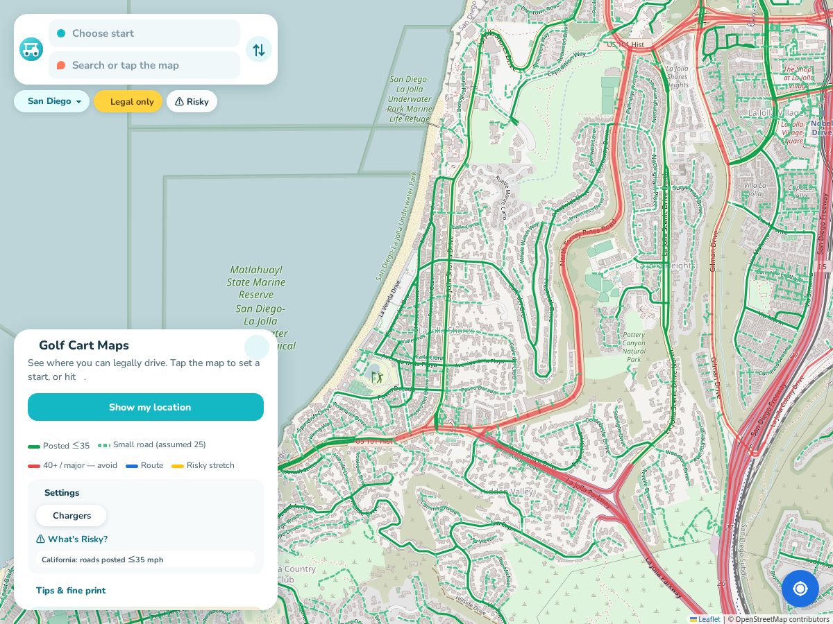 Landing-page snapshot of golfcartmap.com