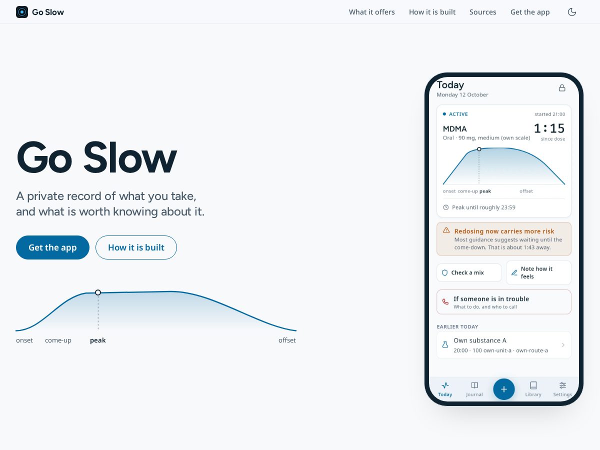 Landing-page snapshot of goslow.app