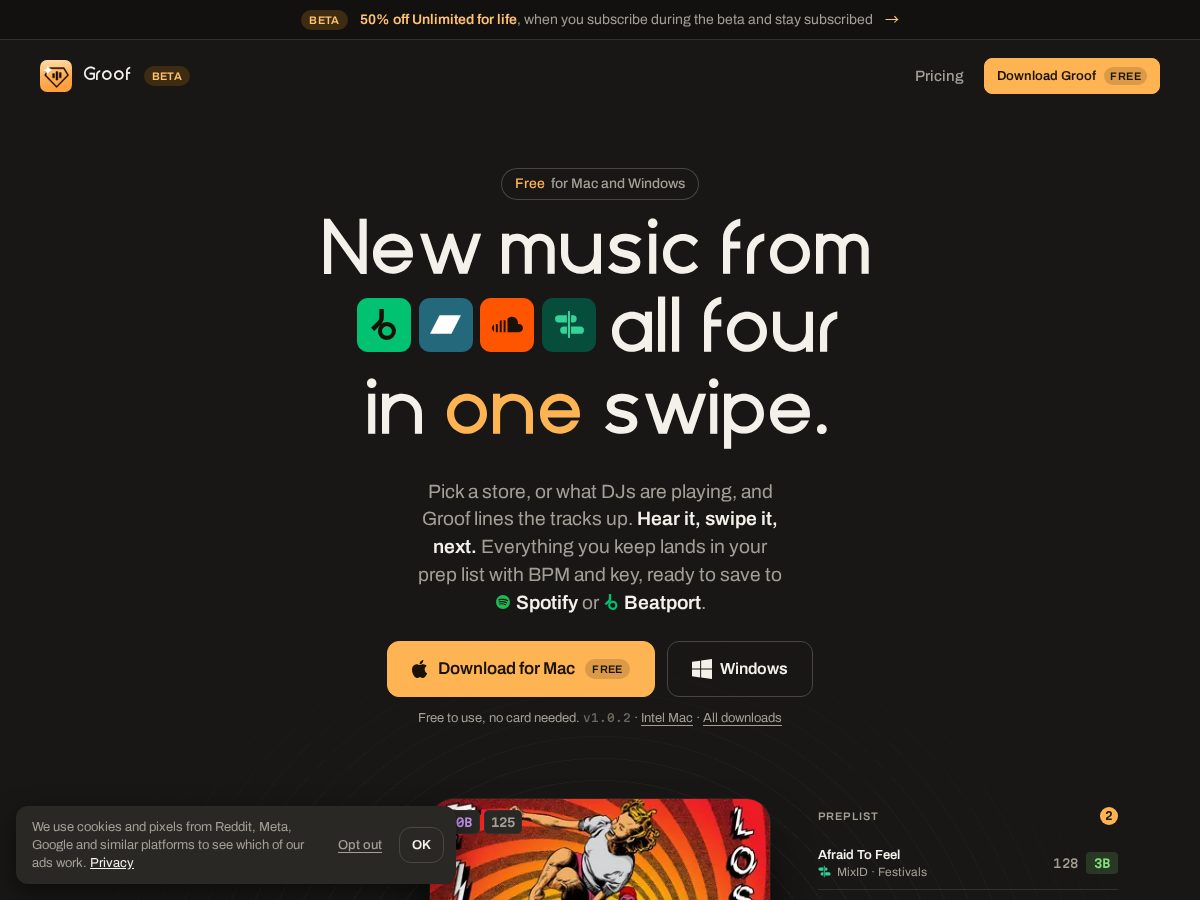 Landing-page snapshot of groof.app