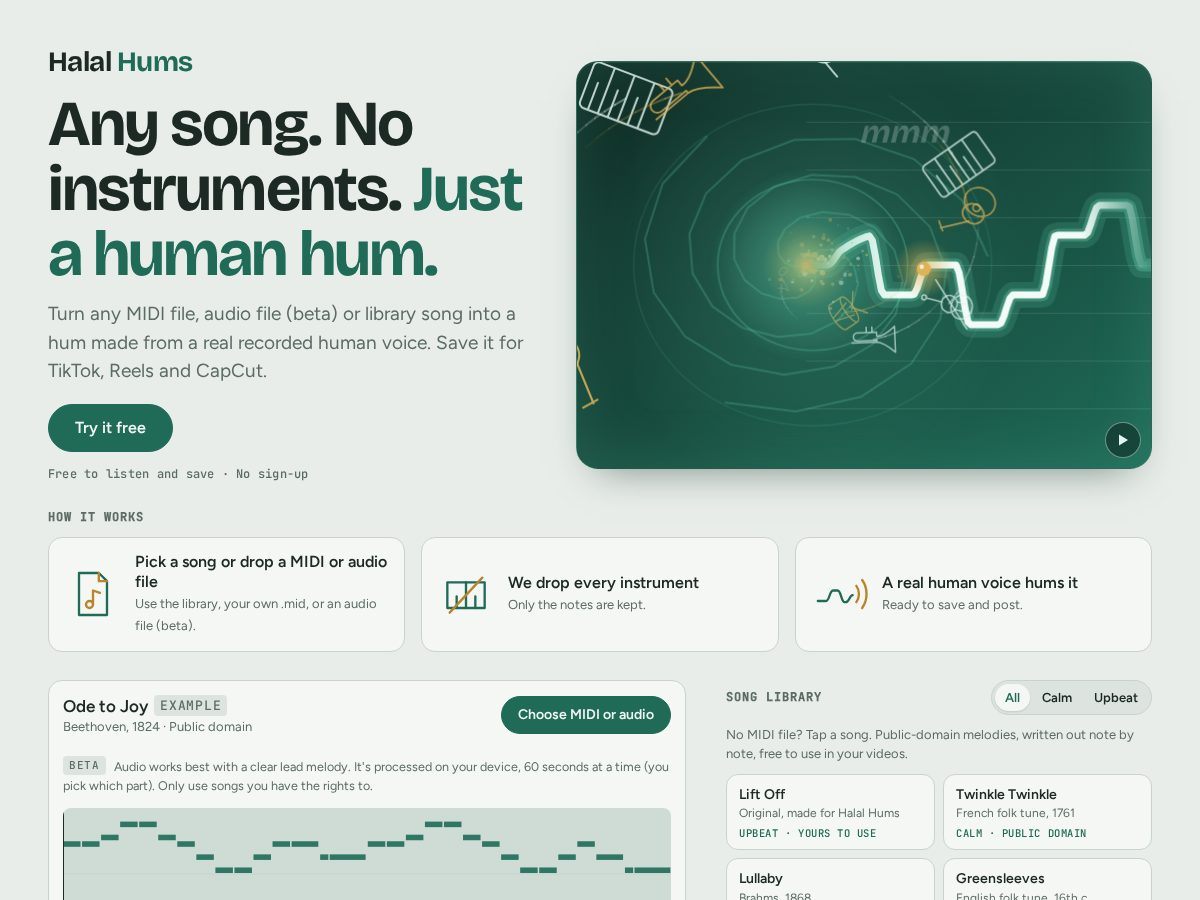 Landing-page snapshot of halalhums.com