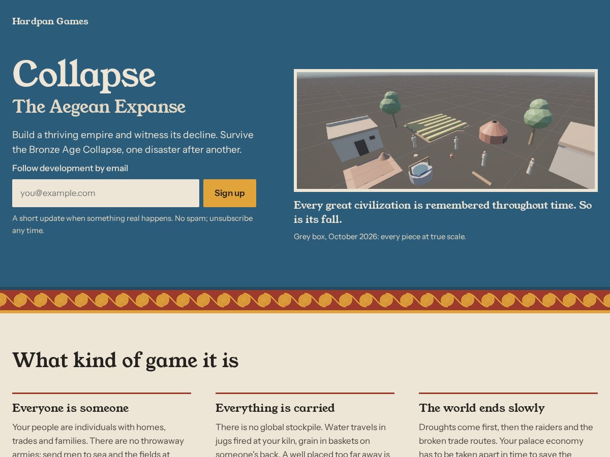 Landing-page snapshot of hardpangames.com