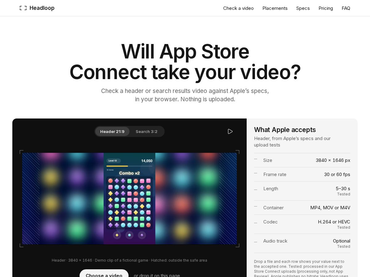 Landing-page snapshot of headloop.app