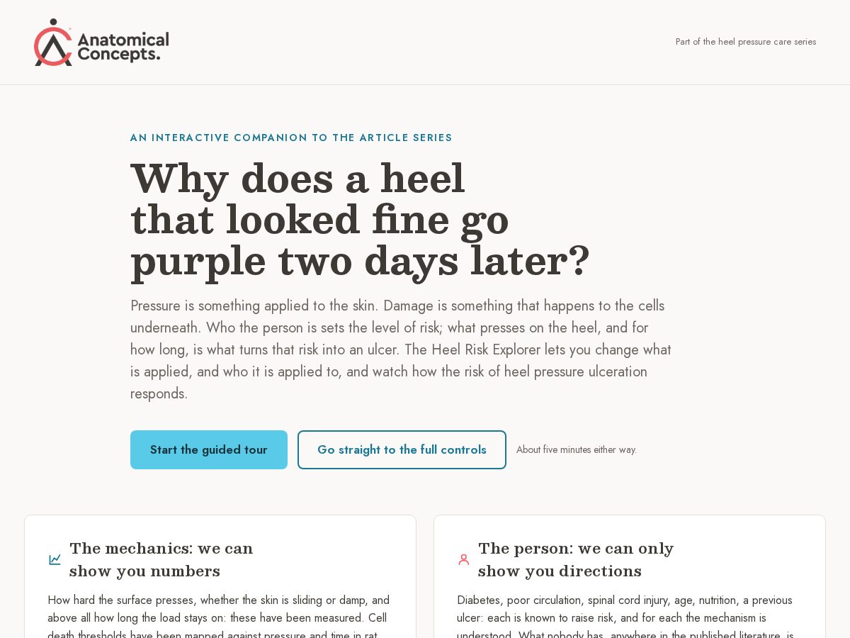 Landing-page snapshot of heelriskexplorer.app