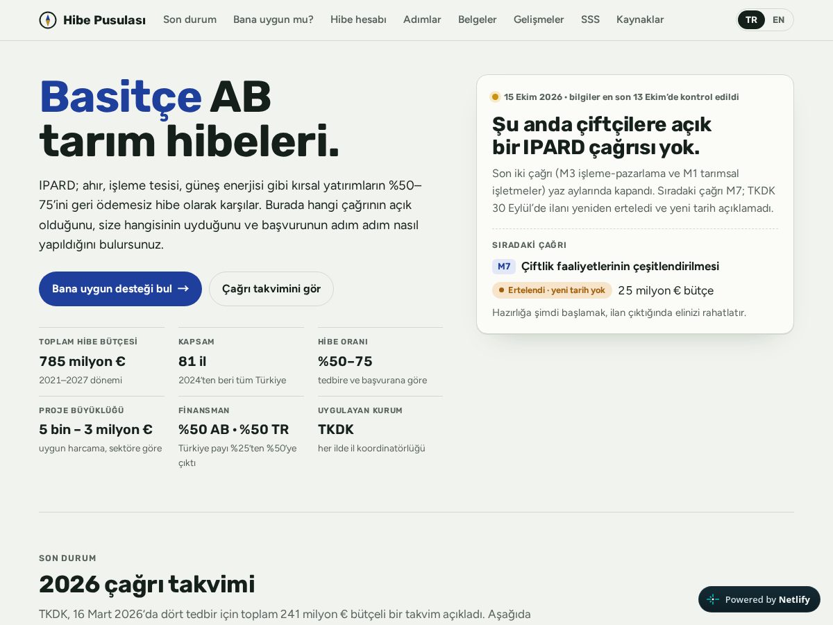 Landing-page snapshot of hibepusulasi.com