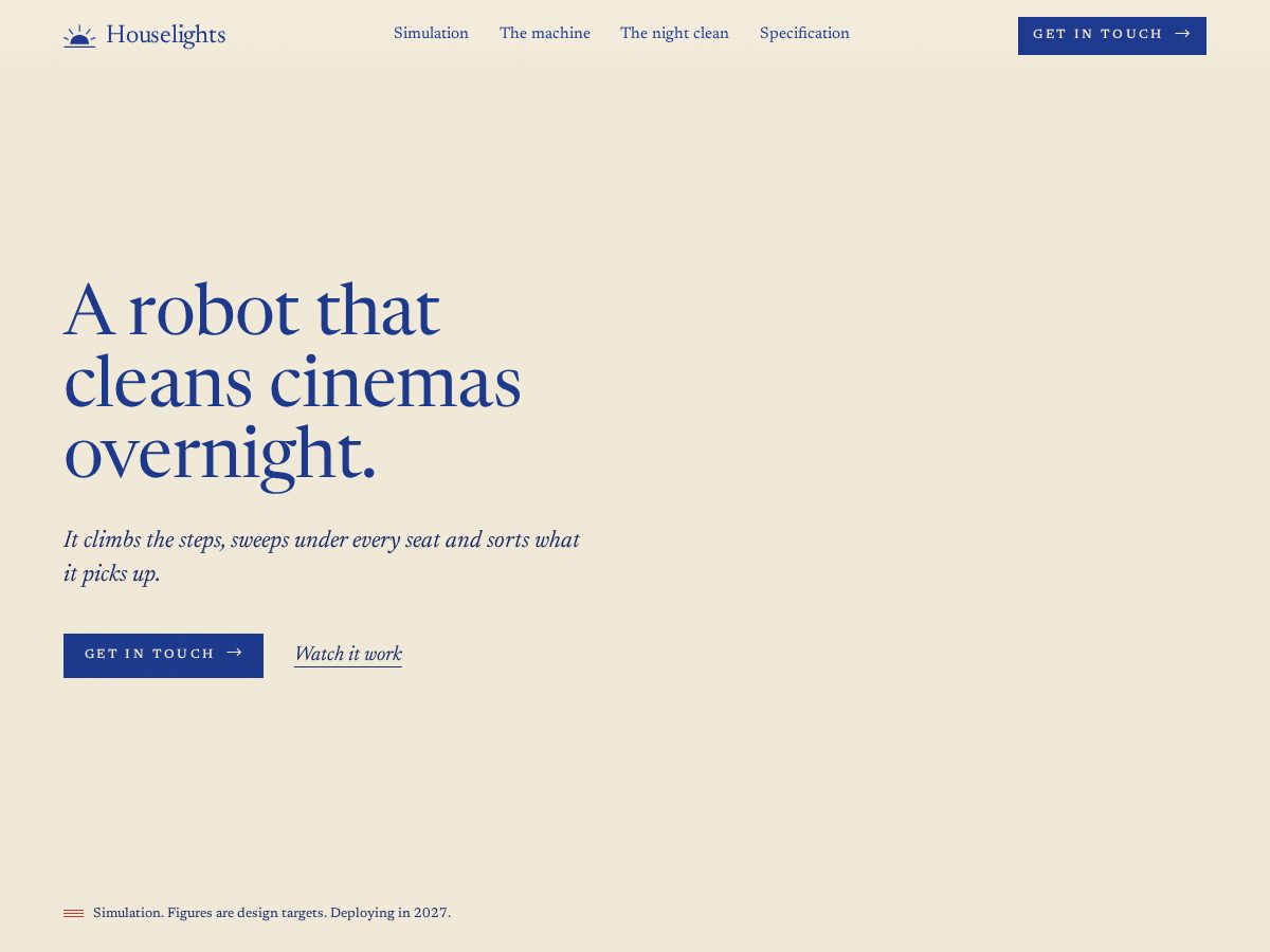 Landing-page snapshot of houselightsrobotics.com