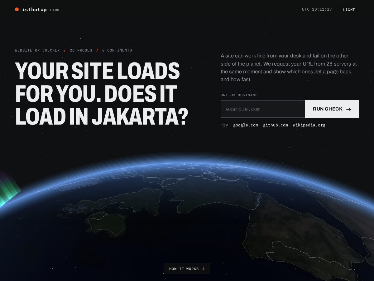 Landing-page snapshot of isthatup.com