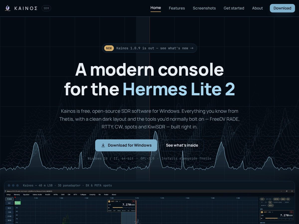 Landing-page snapshot of kainossdr.com