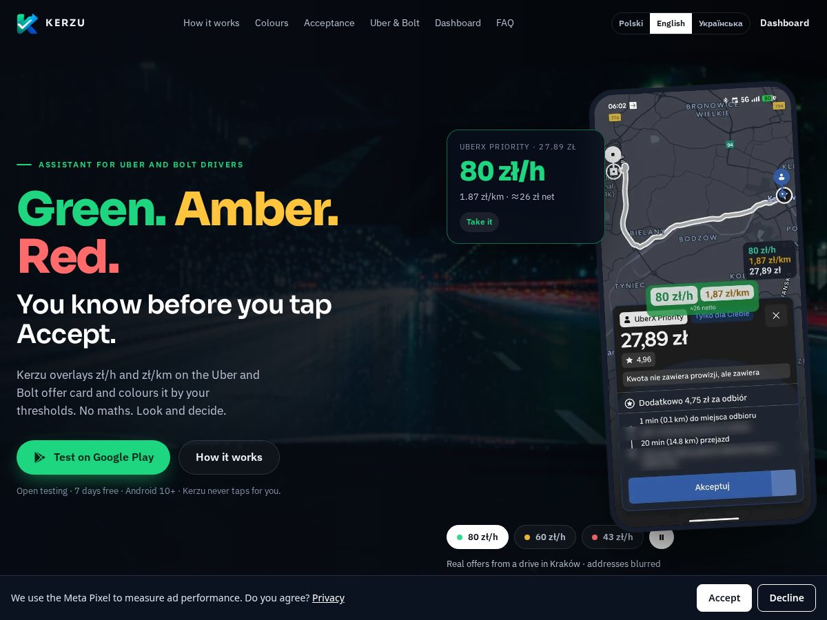 Landing-page snapshot of kerzu.app