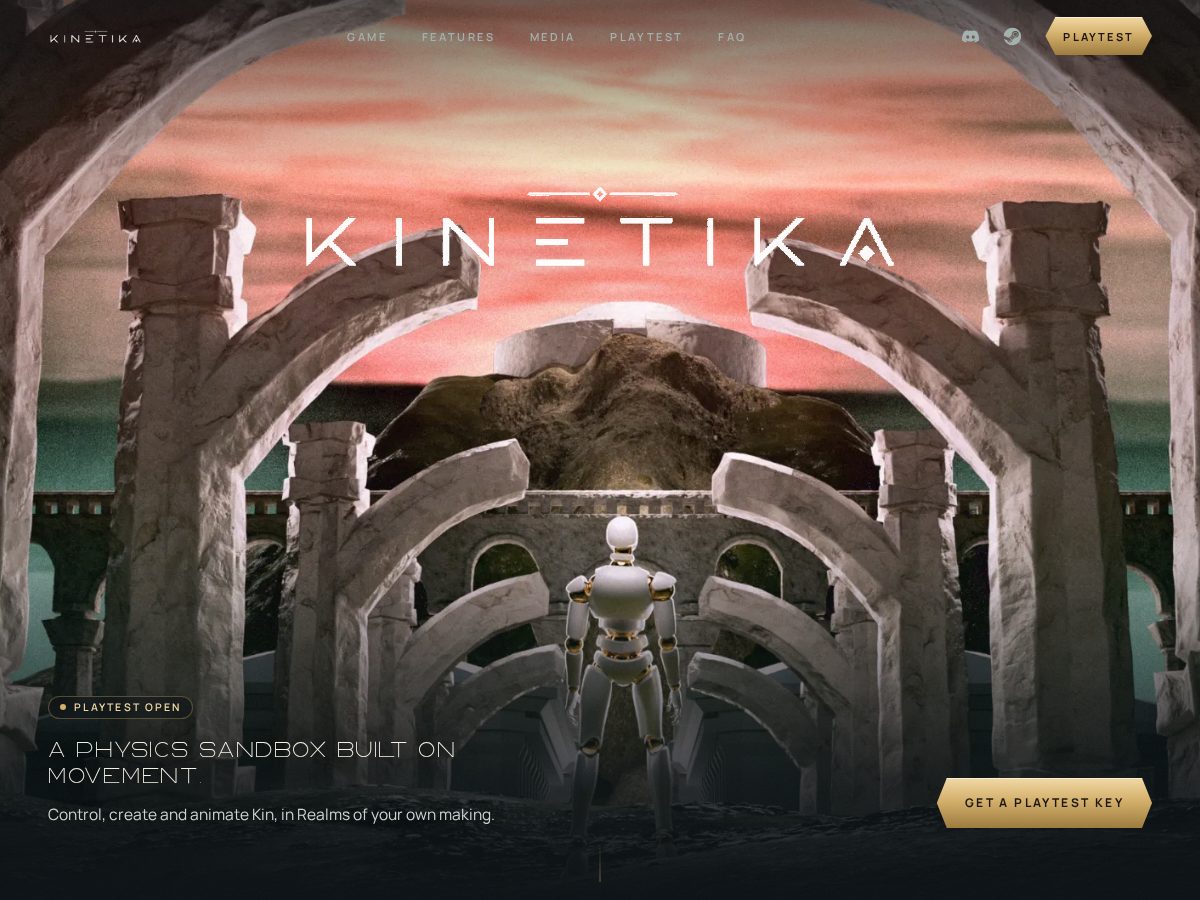 Landing-page snapshot of kinetikagame.com