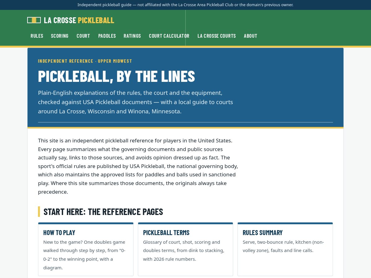 Landing-page snapshot of lacrossepickleball.com