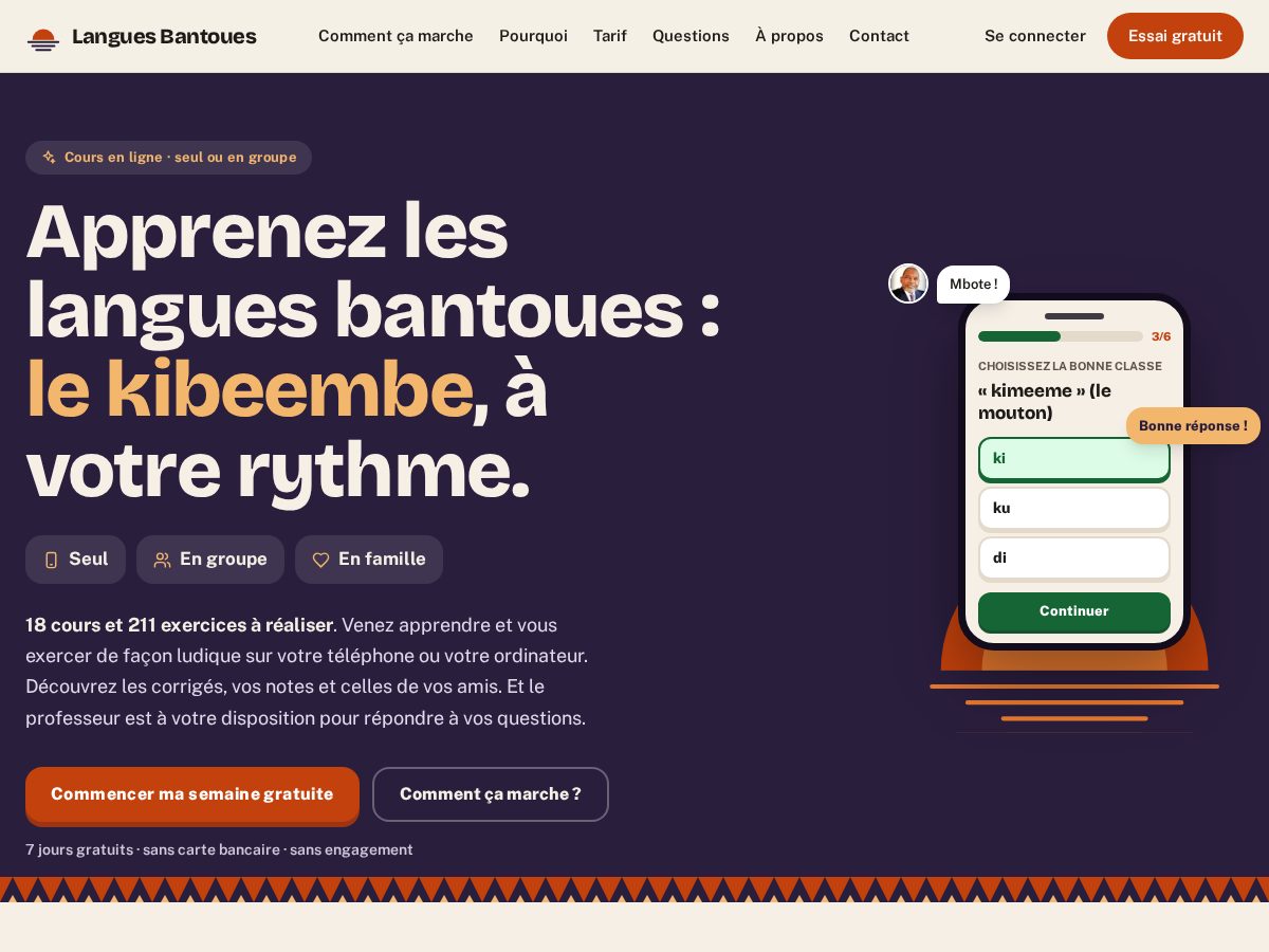 Landing-page snapshot of languesbantoues.com