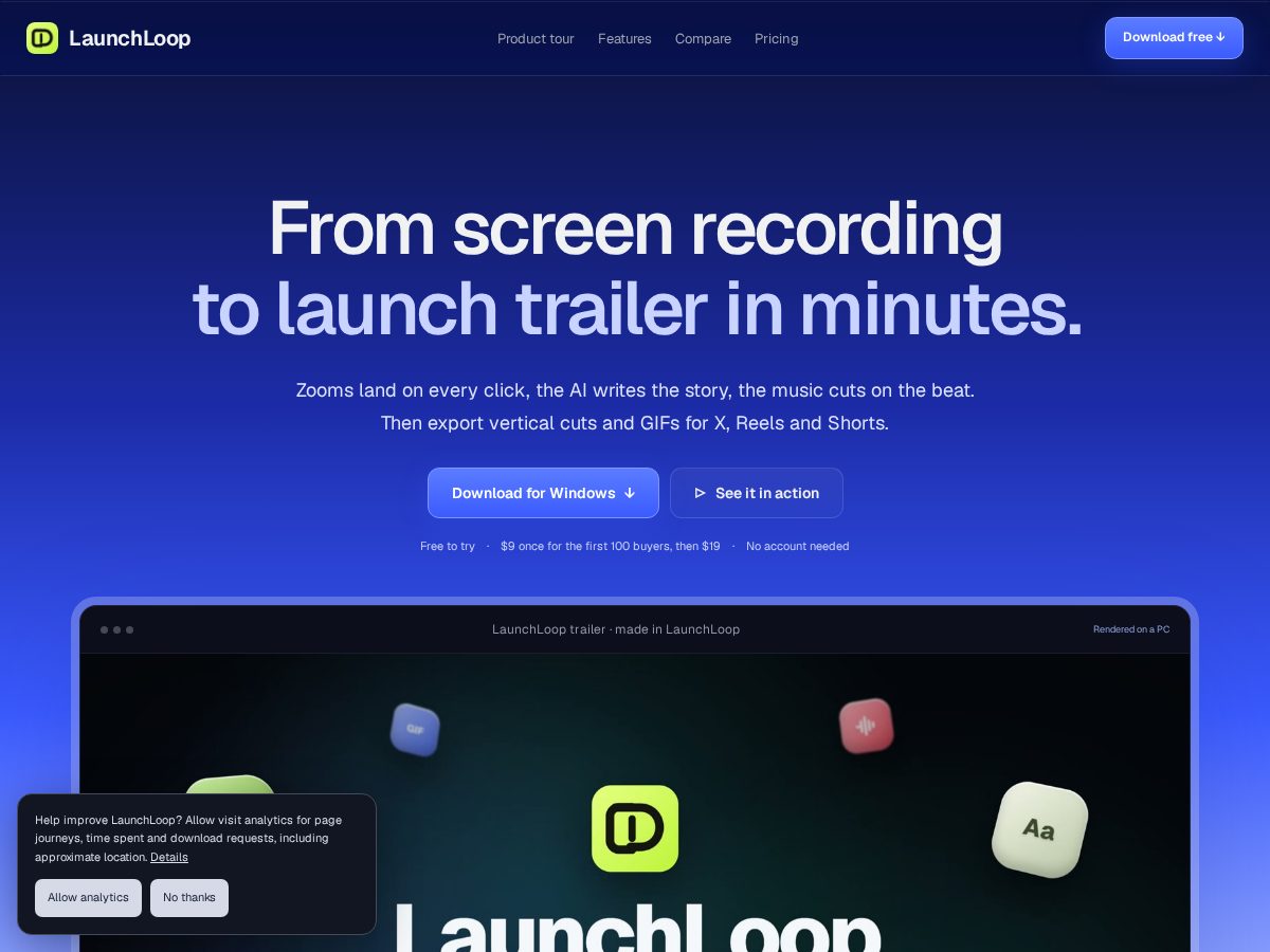 Landing-page snapshot of launchloop.tech
