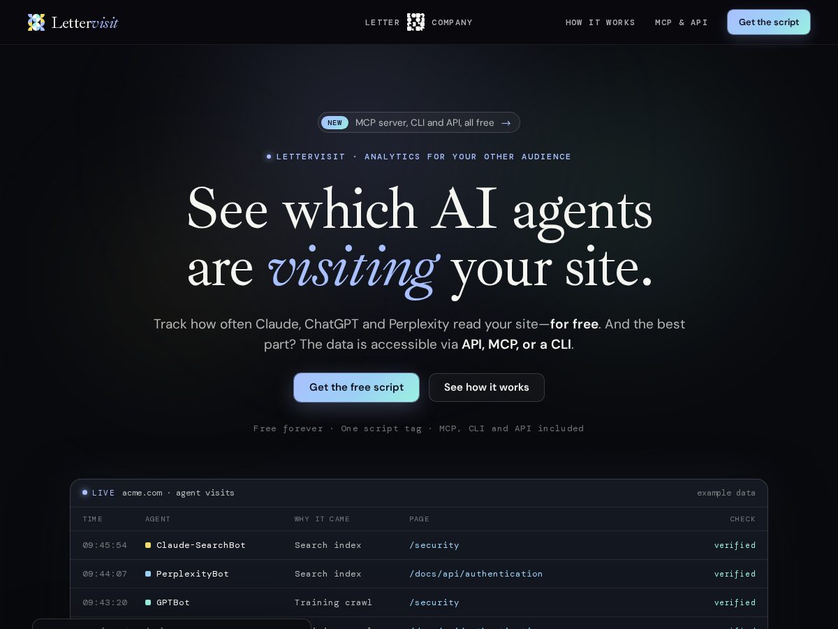 Landing-page snapshot of lettervisit.com