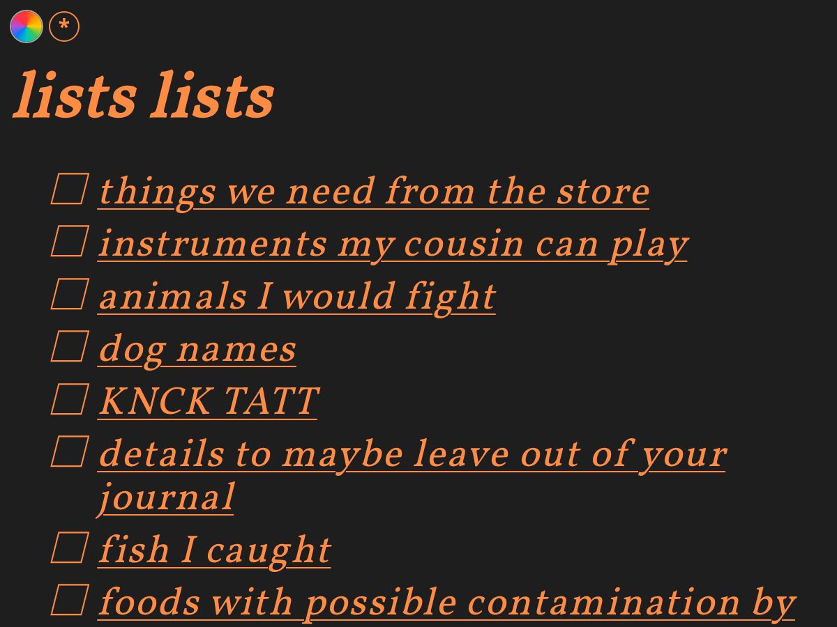Landing-page snapshot of listslists.net