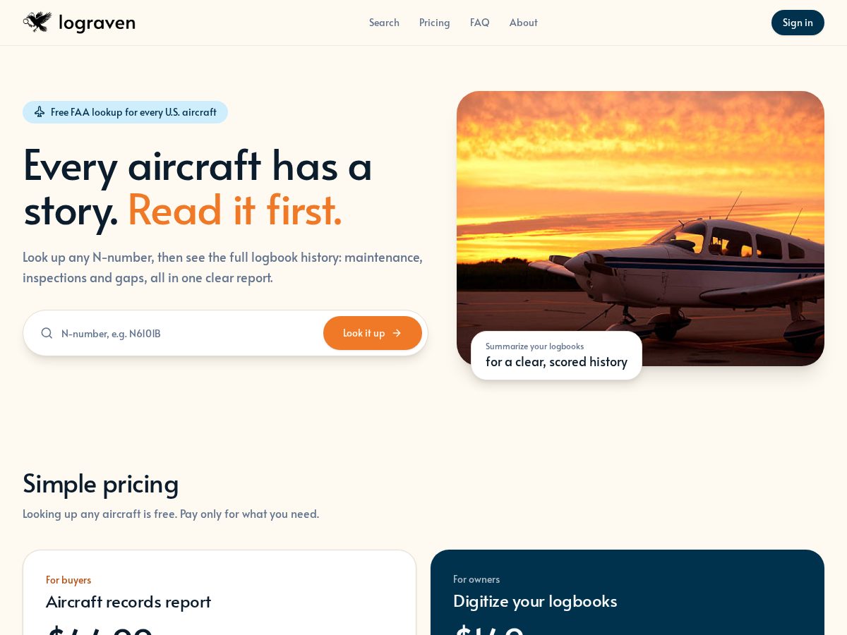 Landing-page snapshot of lograven.com