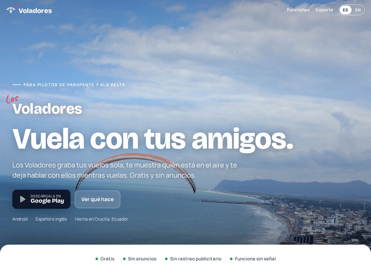 Landing-page snapshot of losvoladores.com