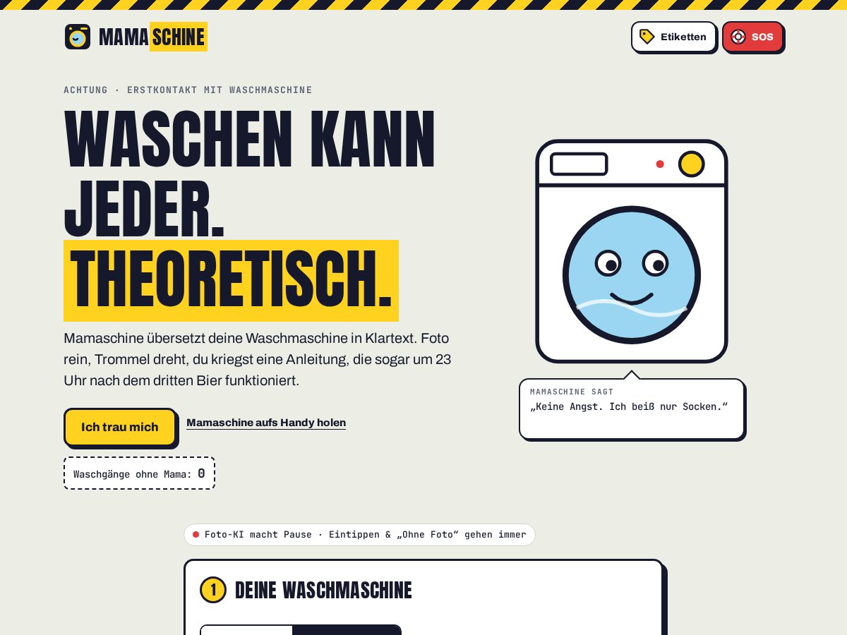 Landing-page snapshot of mamaschine.net