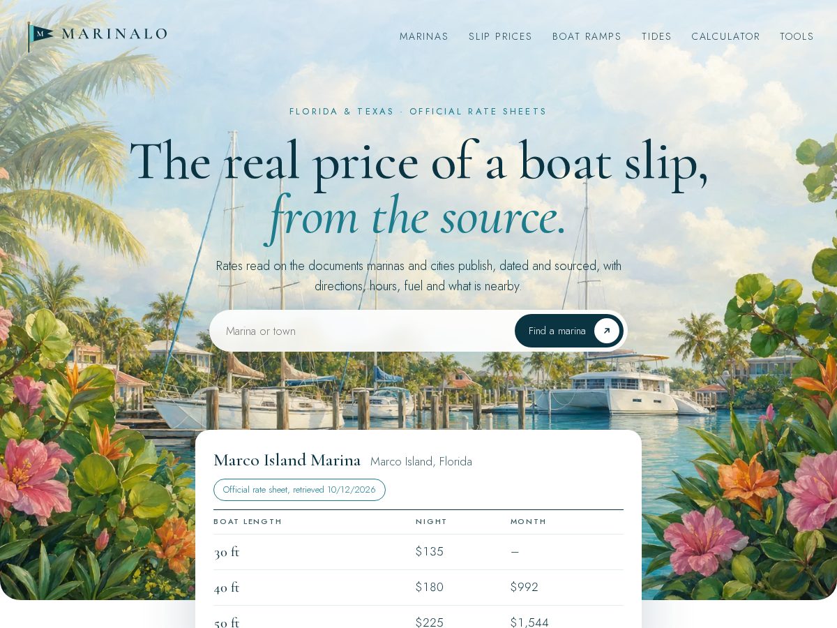 Landing-page snapshot of marinalo.com