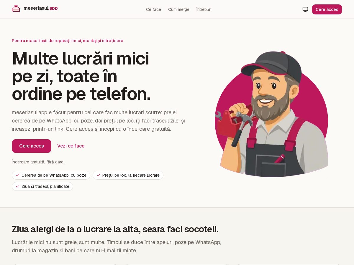 Landing-page snapshot of meseriasul.app